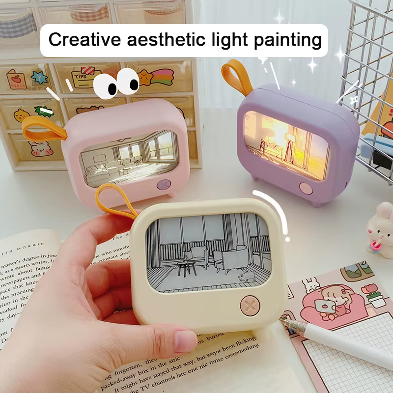 TV peinture veilleuse Led mignon enfant apprentissage lampe de Table chambre décoration de la maison