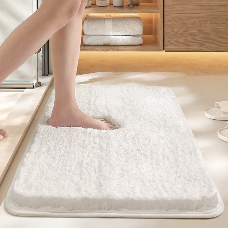 Tapis absorbant pour salle de bain, couleur unie, antibactérien, antidérapant, pour porte de toilett