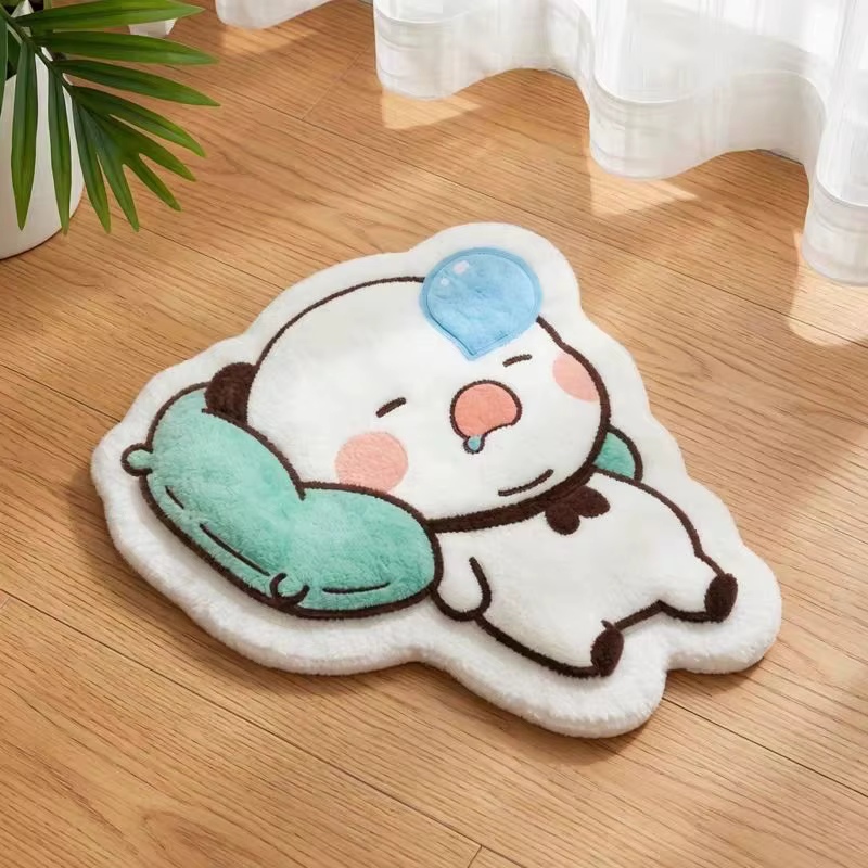 Tapis de dessin animé Panda Bubu et Yier, tapis en peluche Panda Bubu et Dudu, tapis de chevet pour