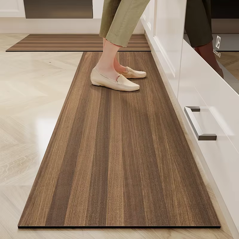 Tapis de sol Long en PVC pour cuisine, tapis imperméable, résistant à l'huile, tapis de pied en cuir