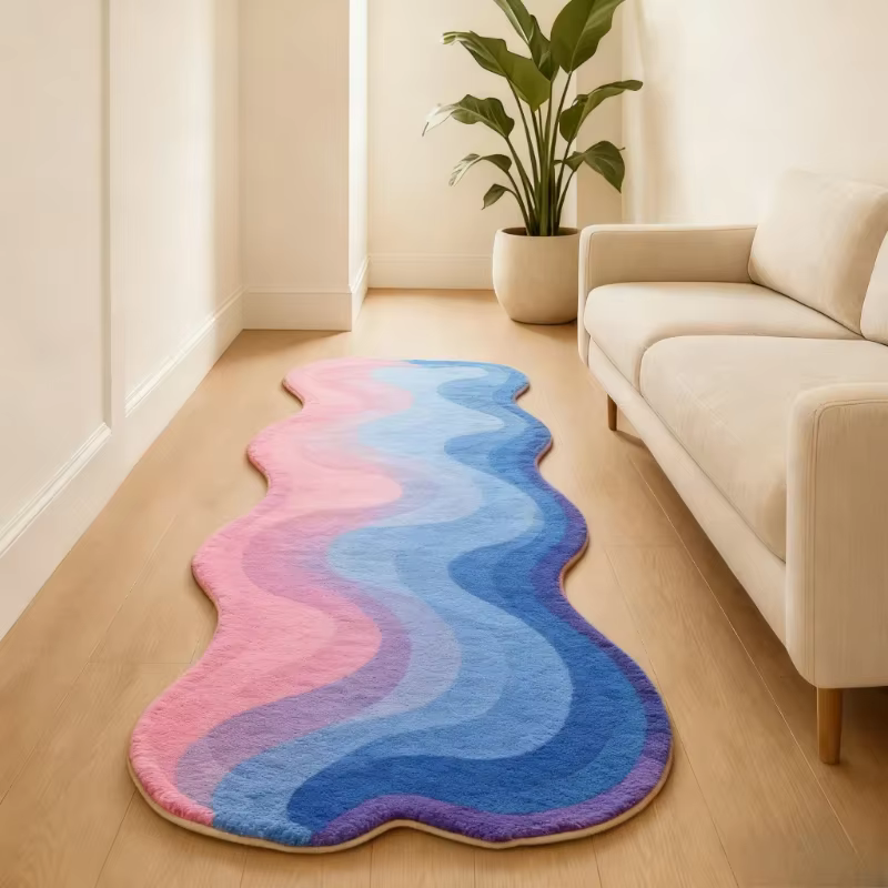Tapis Shaggy VIKAMA – Lance de chevet irrégulière en forme de Dopamine, tapis d'ameublement doux pou