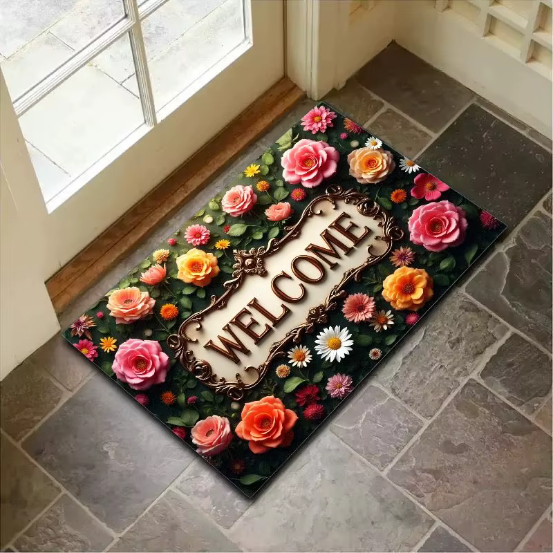 VIKAMA Tapis de sol rétro d'été, tapis de porte d'entrée antidérapant, décoration de la maison, tapi