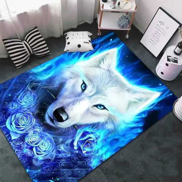 Tapis motif loup imprimé pour porte, salle de bain, salon, chambre, grande surface, pour enfants, re