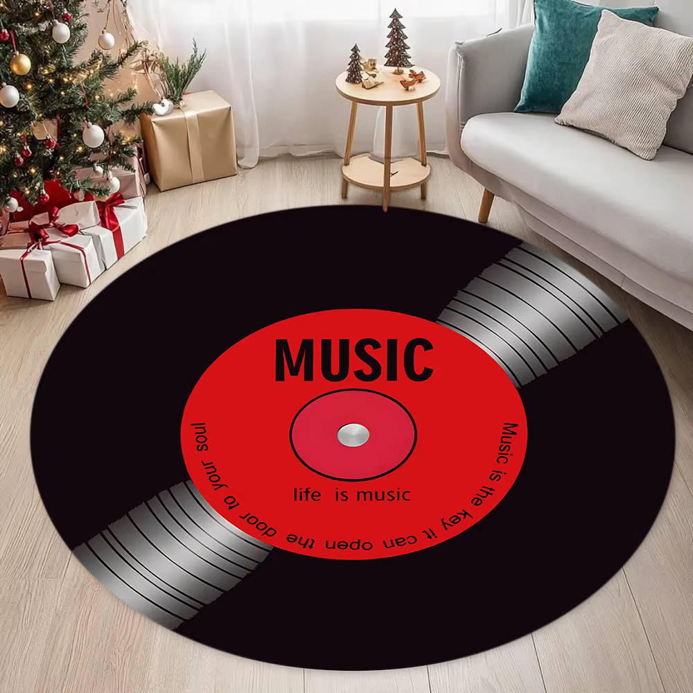 Tapis rond rétro rock AC/DC en vinyle, décoration minimaliste pour la maison, tapis de sol doux et a