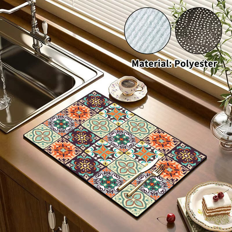 Tapis de séchage absorbant pour cuisine, napperons de table à manger, tapis de drainage pour café, a