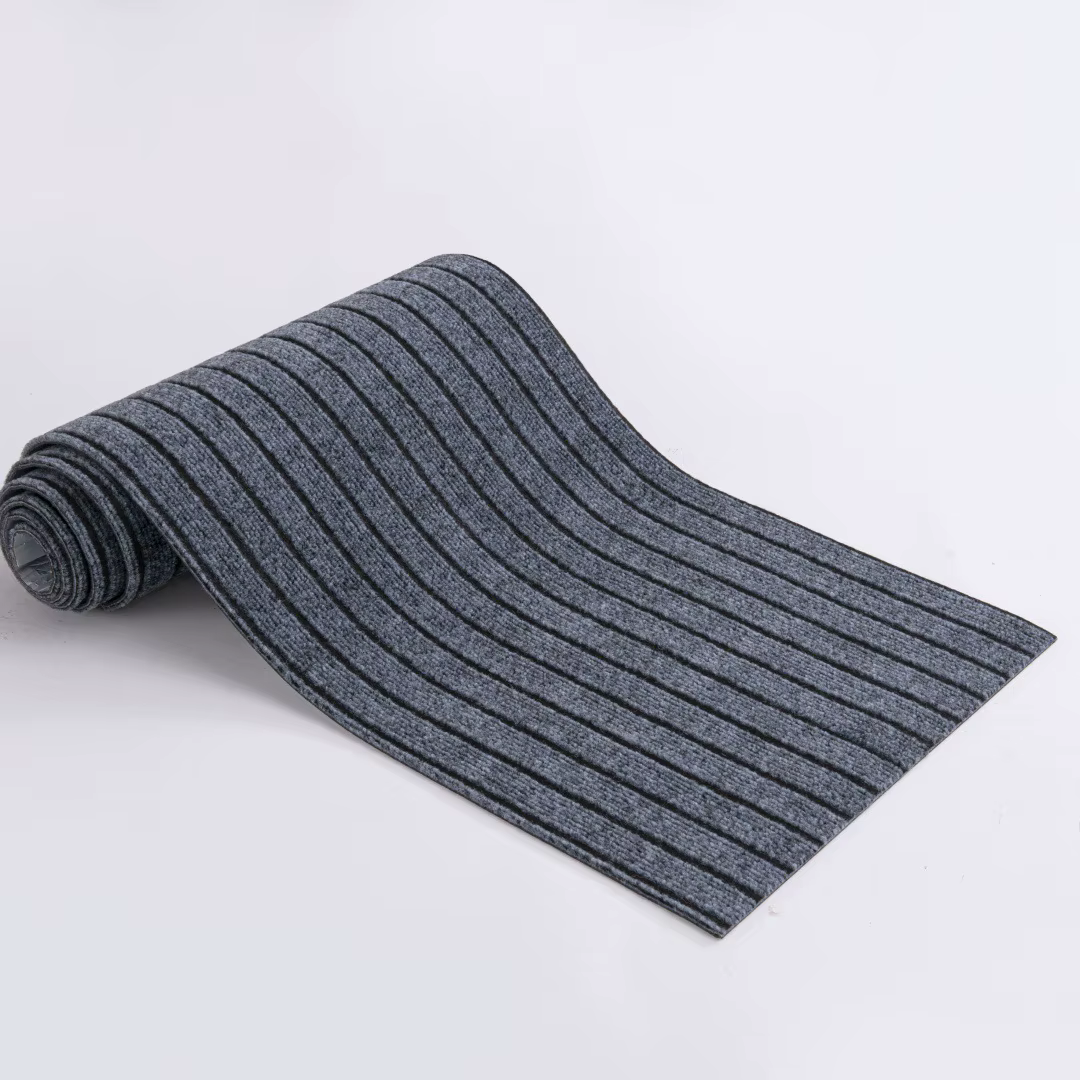 Tapis rayé uni antidérapant auto-adhésif, dalles de sol protectrices, tapis réutilisable et amovible