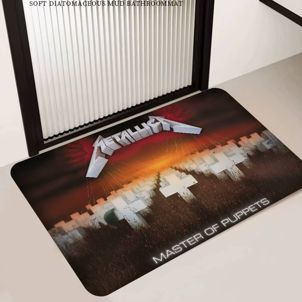 Tapis de sol rectangulaire classique M-Metallica, antidérapant, doux, pour la maison, pour porte d'e