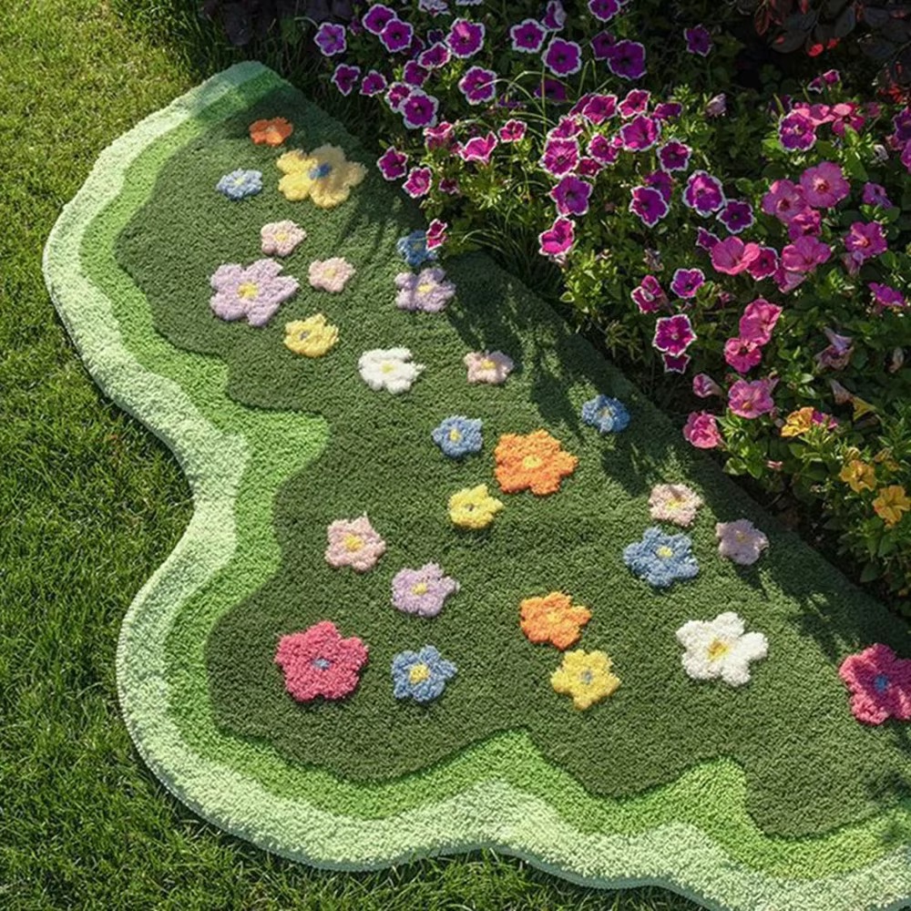 Tapis touffeté à fleurs, à poils souples, pour canapé, antidérapant, intérieur, repose-pieds, chambr