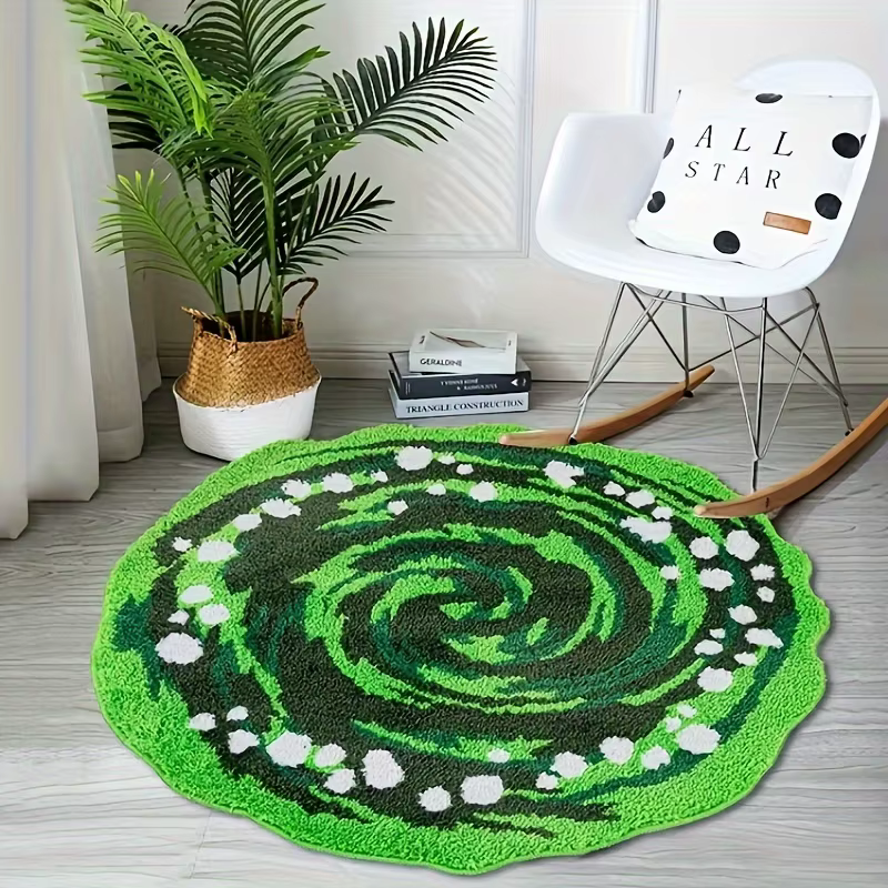 VIKAMA vert rond en peluche tapis pour salon chambre chevet tapis imperméable canapé Table tapis de