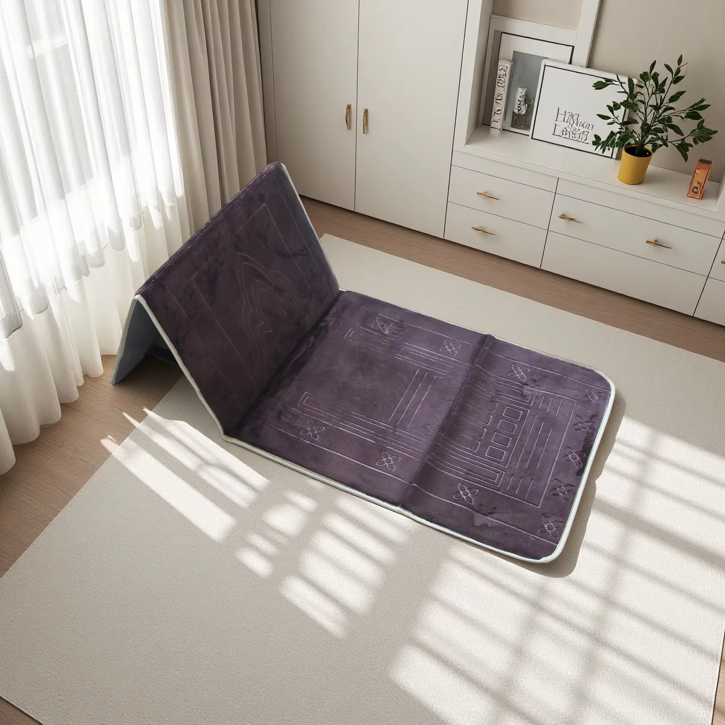 Tapis de prière avec soutien du dos Tapis de prière musulman épais rembourré Islam Janamaz pour femm