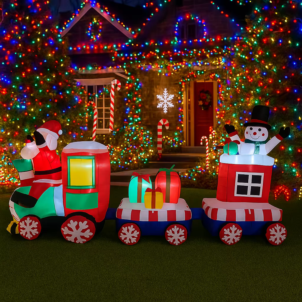 Train gonflable du père noël, 7.8 pieds, décoration de vacances en plein air, décor de noël, ornemen