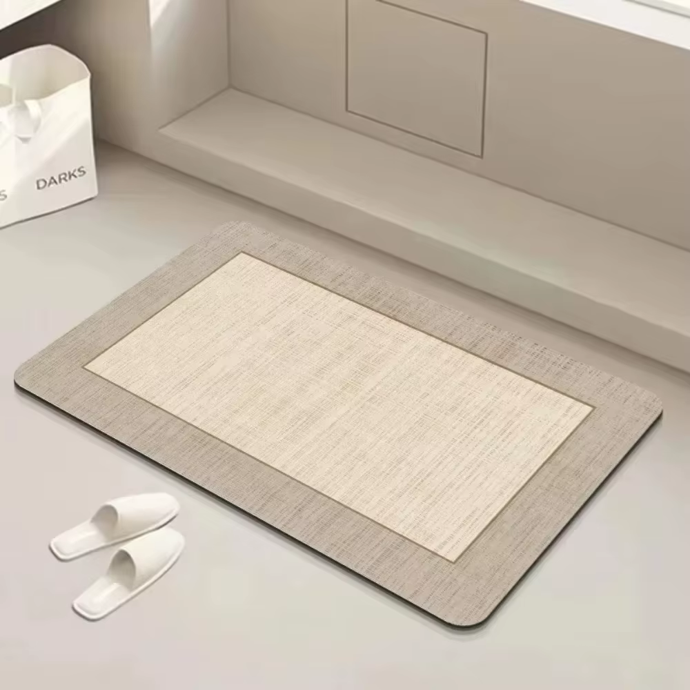 Tapis de bain en diatomite avec rembourrage en caoutchouc, tapis de salle de bain super absorbant et