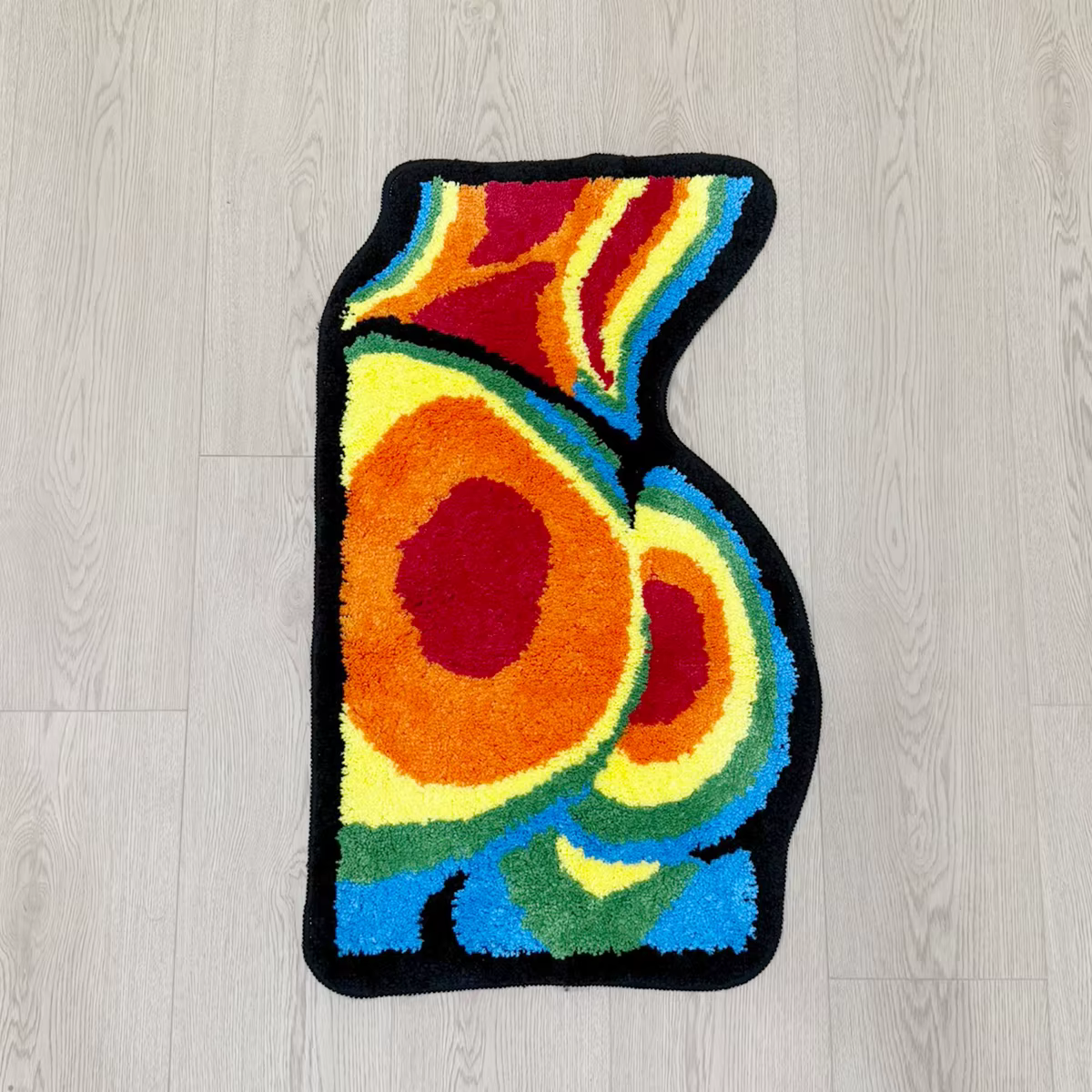 Tapis touffeté en forme de fesses arc-en-ciel, tapis de sol à blocs de couleur dégradés, tapis irrég