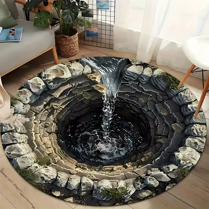 Tapis rond – Tapis de sol imprimé piège profond pour entrée, salon ou chambre à coucher, décor amusa