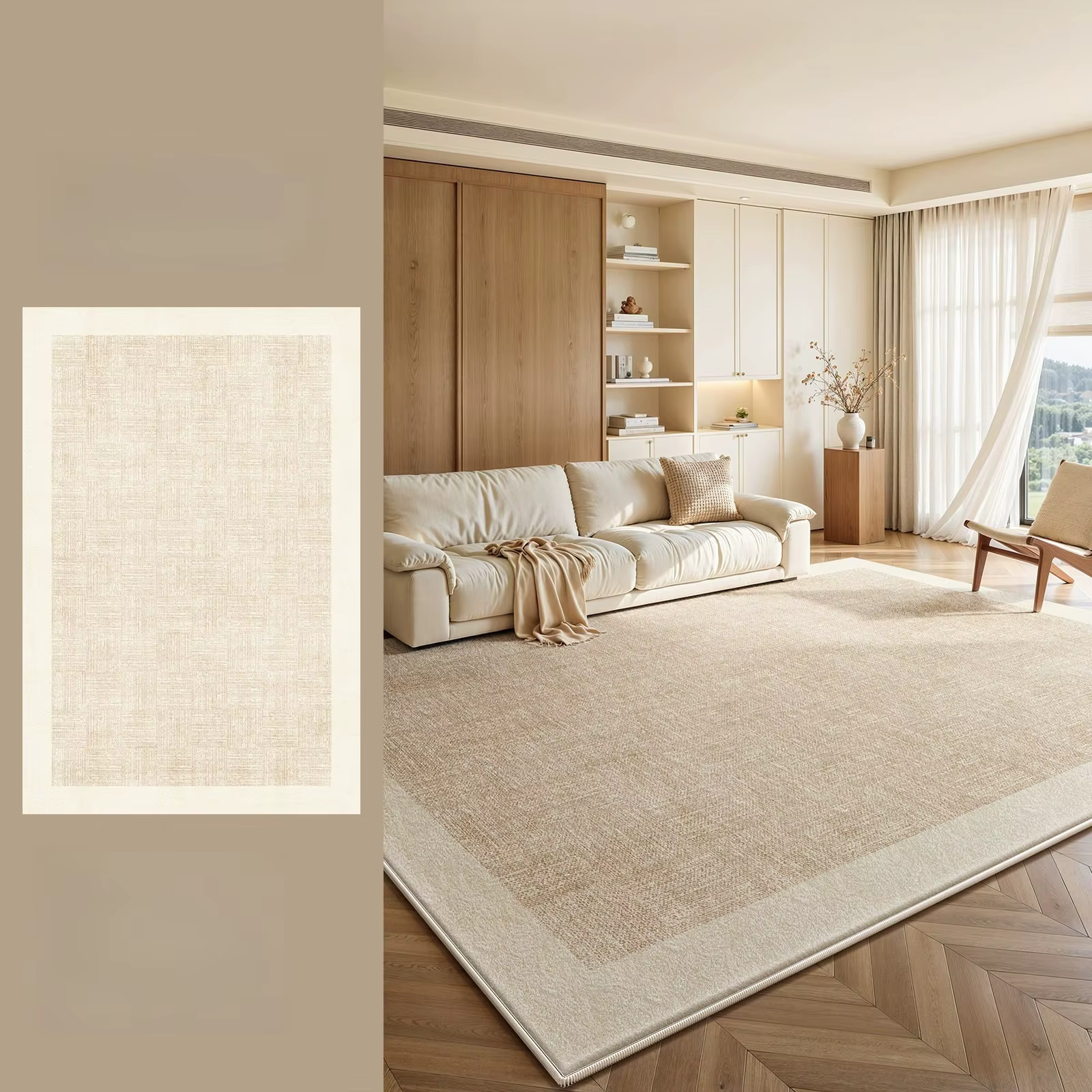 Grands tapis pour salon, style crème, décoration de chambre, tapis moelleux et doux, tapis épais en