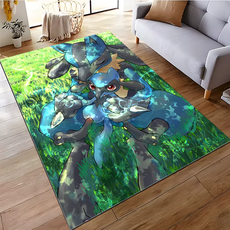 Tapis à motif de dessin animé japonais Pokemon Mega Lucario, pour salon, salle de bain, paillasson c