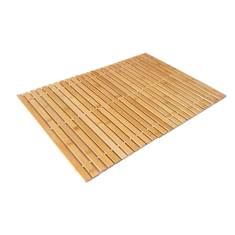 Polymères de bain en bambou naturel, polymères de porte en bois, La de sol, HOShower et tapis de bai