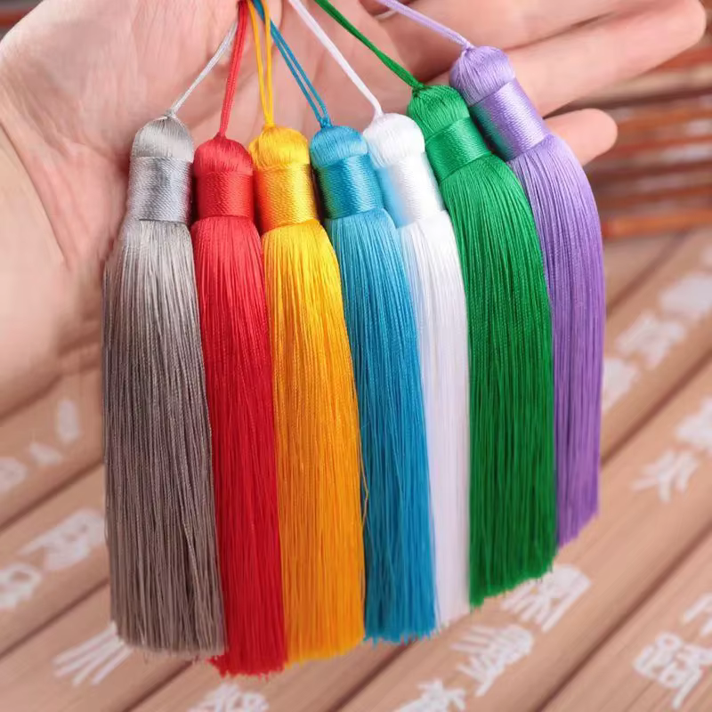 Pampilles en Polyester avec anneau de suspension, 2 pièces de 12CM, en soie, pour décoration de la m
