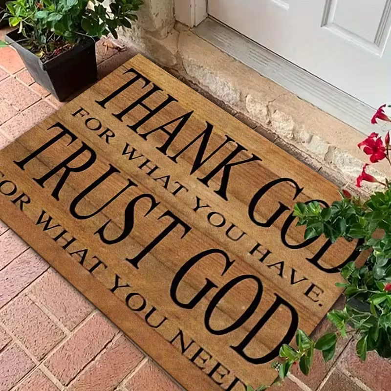 Tapis de porte chrétien inspirant « Gratitude pour avoir un tapis d'entrée » – Cadeau de déménagemen