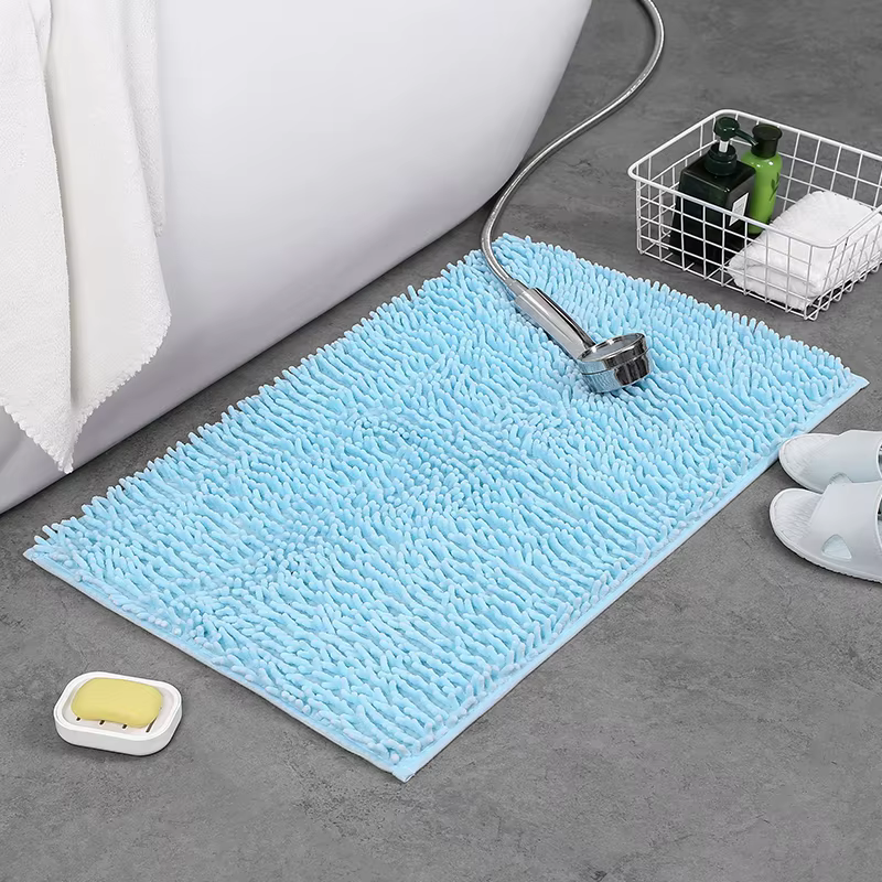 Tapis de bain en Chenille bleu doux et absorbant, 40x60cm, 1 pièce, tapis de douche antidérapant et 
