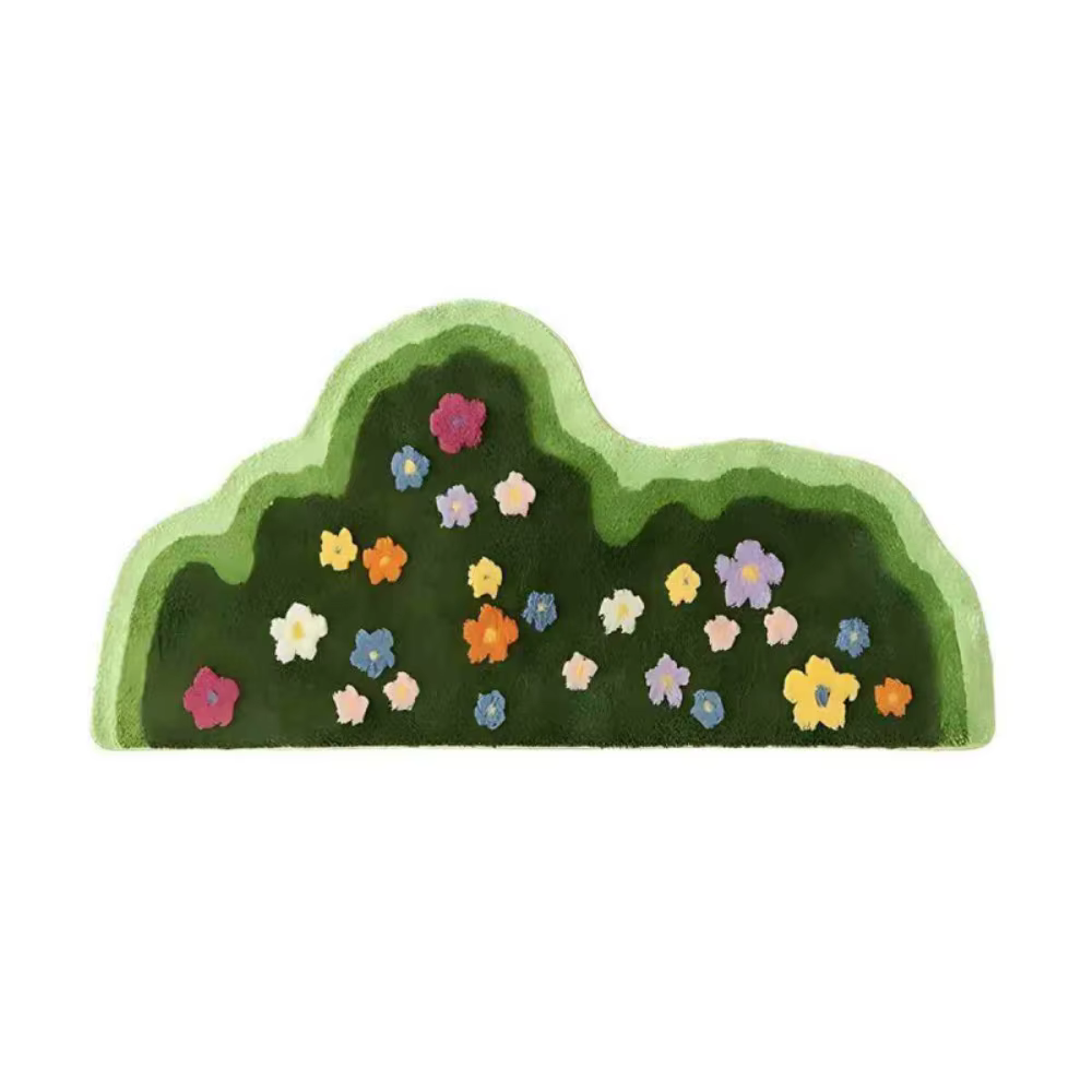 Tapis de décoration intérieure irrégulier en imitation cachemire, motif floral, antidérapant, vert m