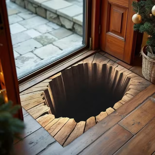 Tapis d'entrée de gamme en pierre pour Abyss sans fin, Illusion visuelle 3D, tapis de pays rétro, ta