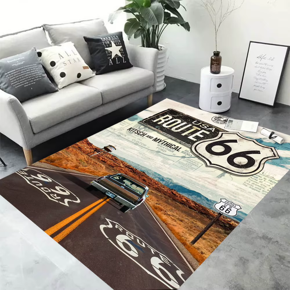 Tapis de salon imprimé Route 66, pour chambre d'enfants, de cuisine, de sol, d'entrée moderne, de sa