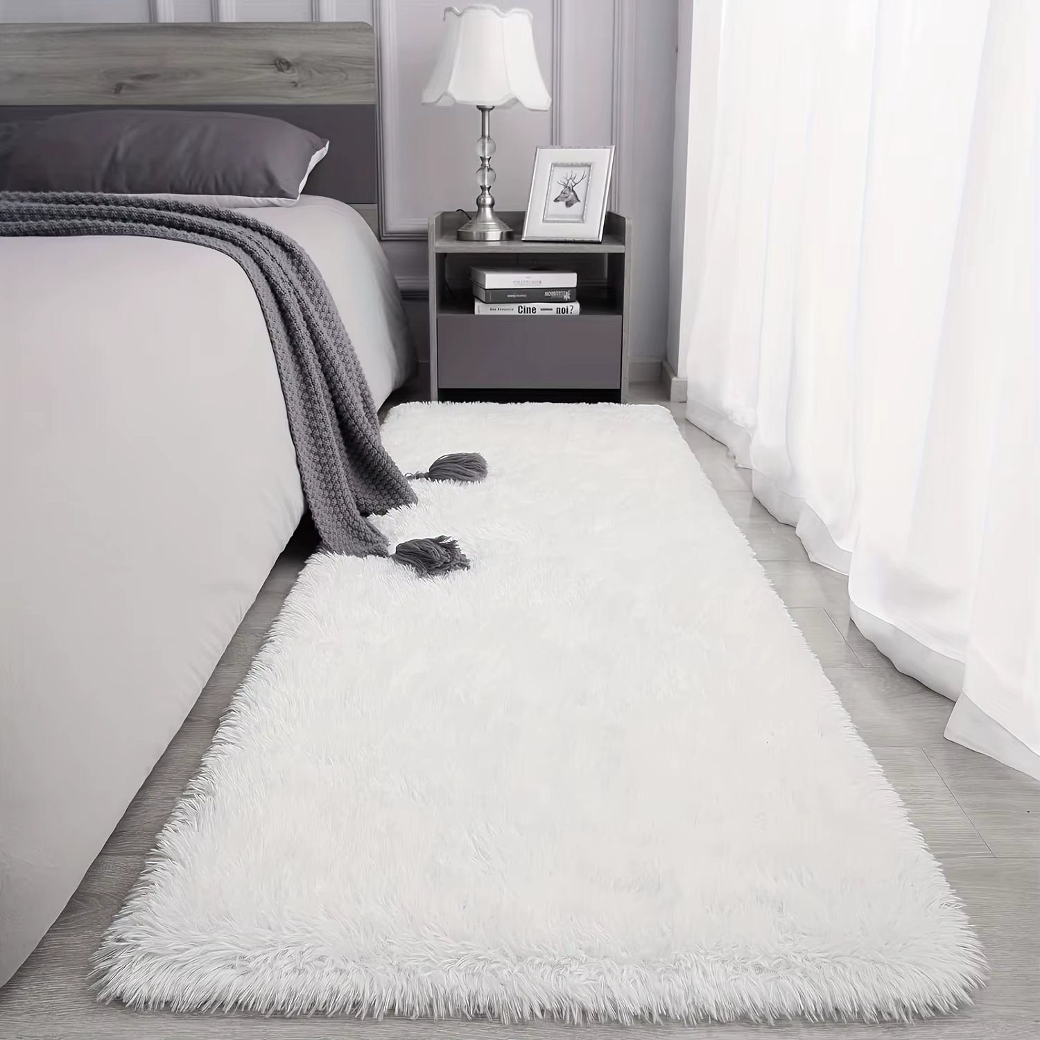 VIKmemorial-Tapis en peluche ultra-doux, faux tapis durable, lavable en machine, plusieurs couleurs,