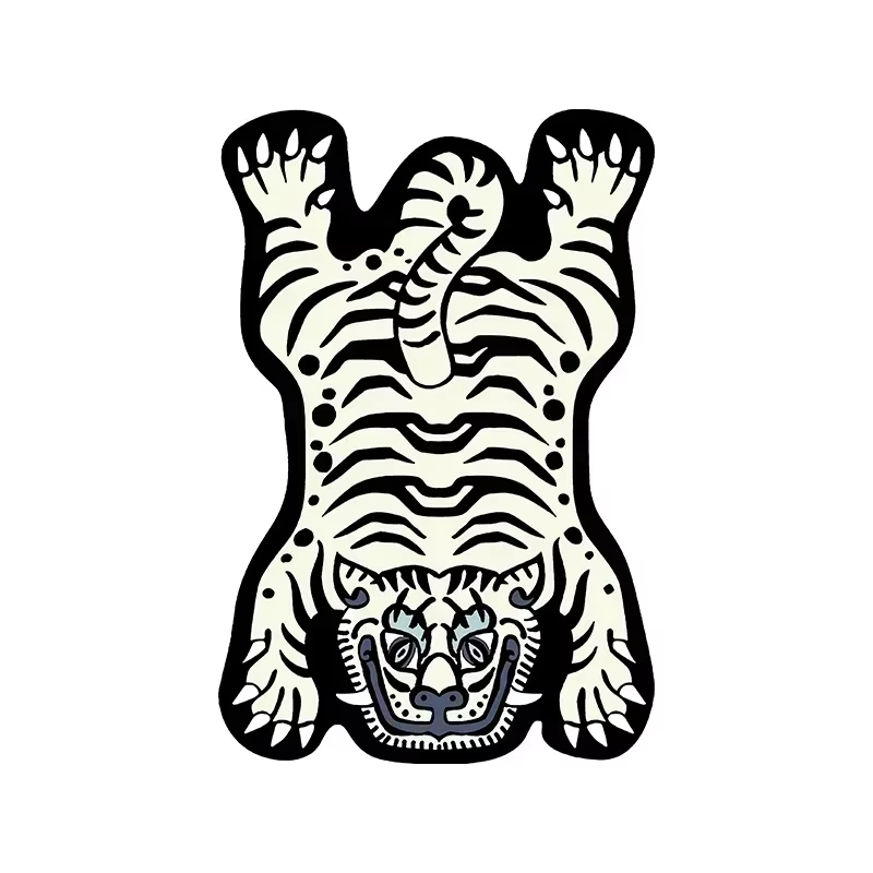 Tapis de chambre anti-ald résistant à l'usure, tapis de salon, motif intéressant de tigre, décoratio
