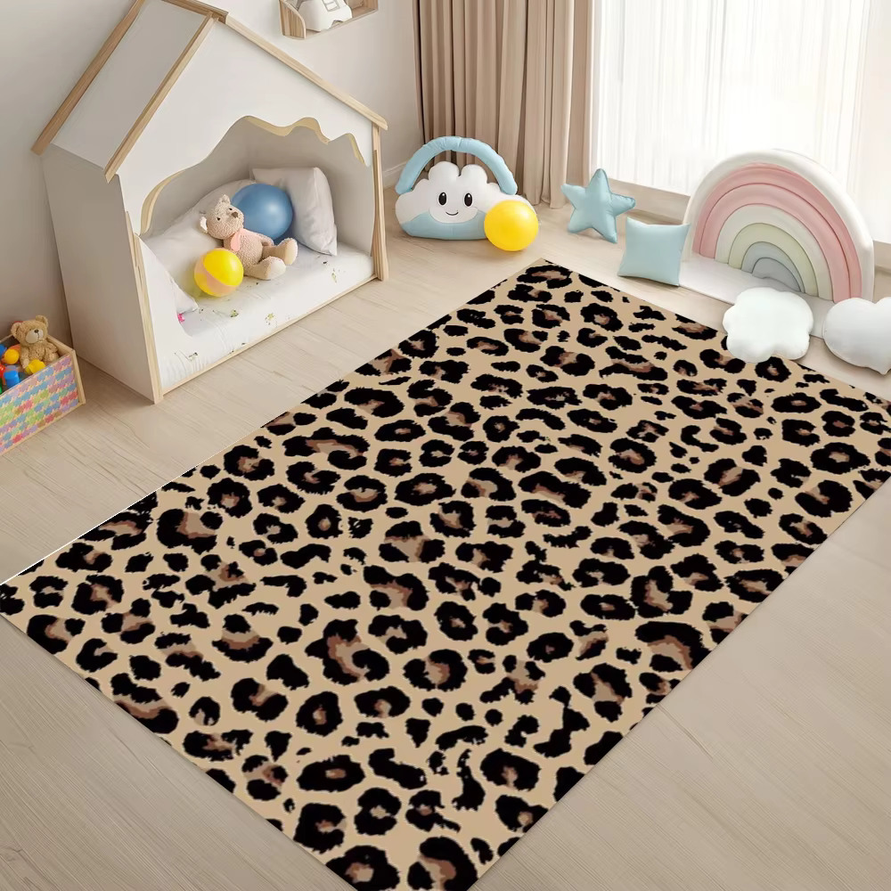 Tapis classique imprimé léopard, noir, blanc, marron, motif Animal, décoration de la maison pour sal