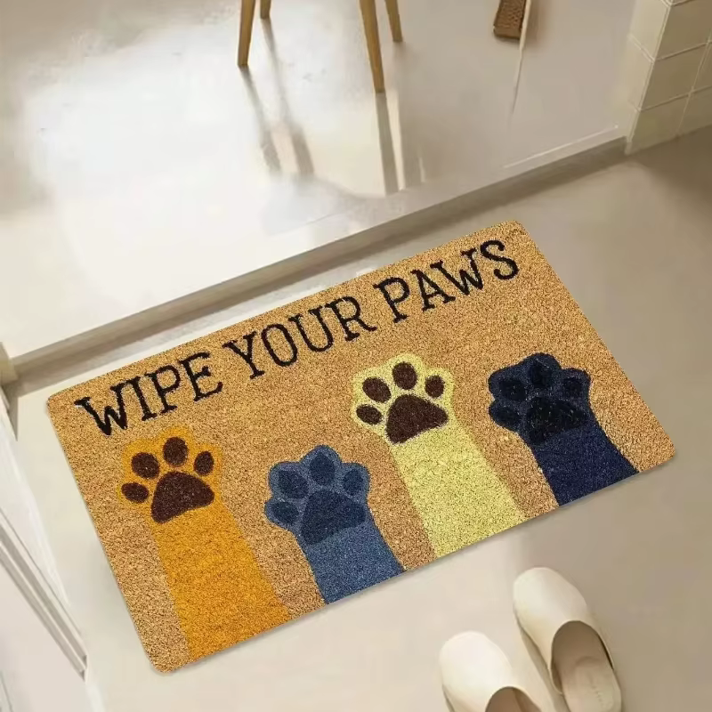 Tapis de bienvenue en forme de chat noir, tapis de porte antidérapant, tapis doux, tapis de salon, t