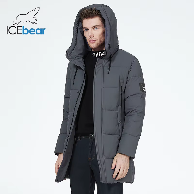 ICEbear 2023 vestes d'hiver pour hommes manteau en coton décontracté mi-long parka bouffante MWD3061