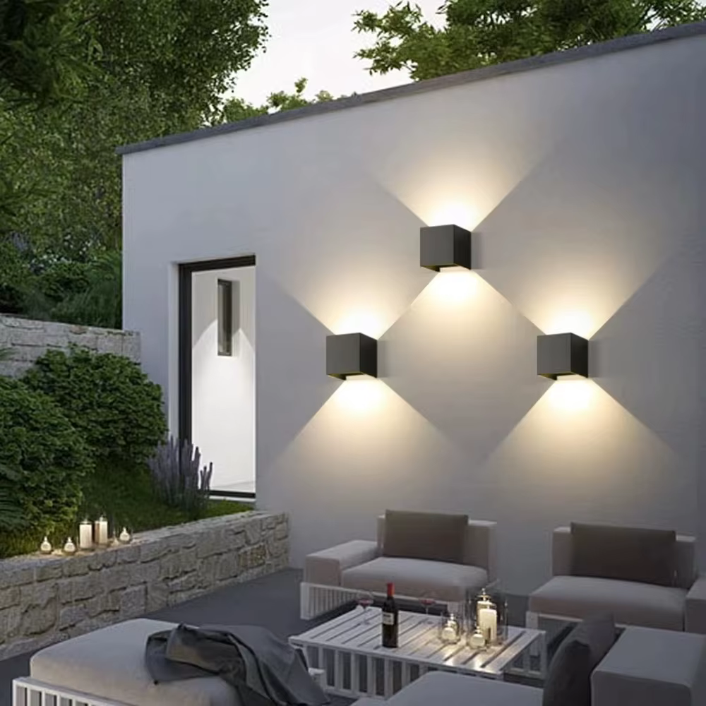 Applique murale extérieure étanche moderne carré blanc noir gris applique extérieure en aluminium ex
