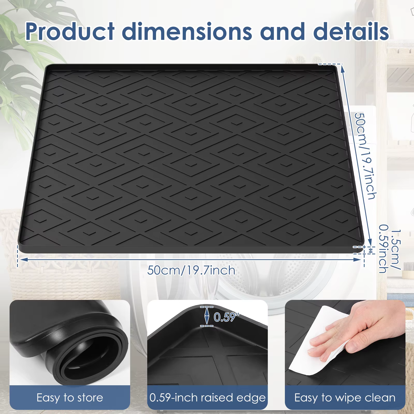 Tapis en silicone pour réfrigérateur 50x50CM, tapis de table antidérapant pour protéger les sols, mi