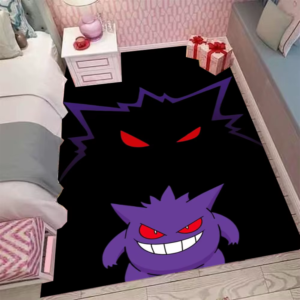Tapis XXL sur le thème de Pokémon Gengar, motifs Gengar cool avec des couleurs vives, des styles dyn