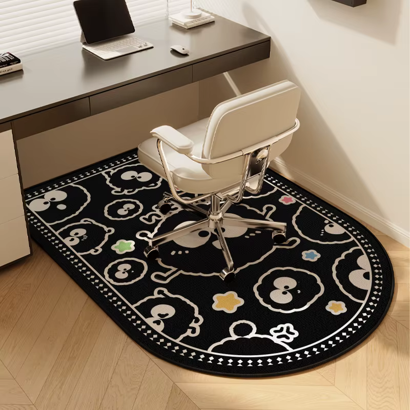 VIKAMA Tapis de sol boule de charbon pour chambre d'enfant, chaise pivotante d'étude, chaise d'ordin