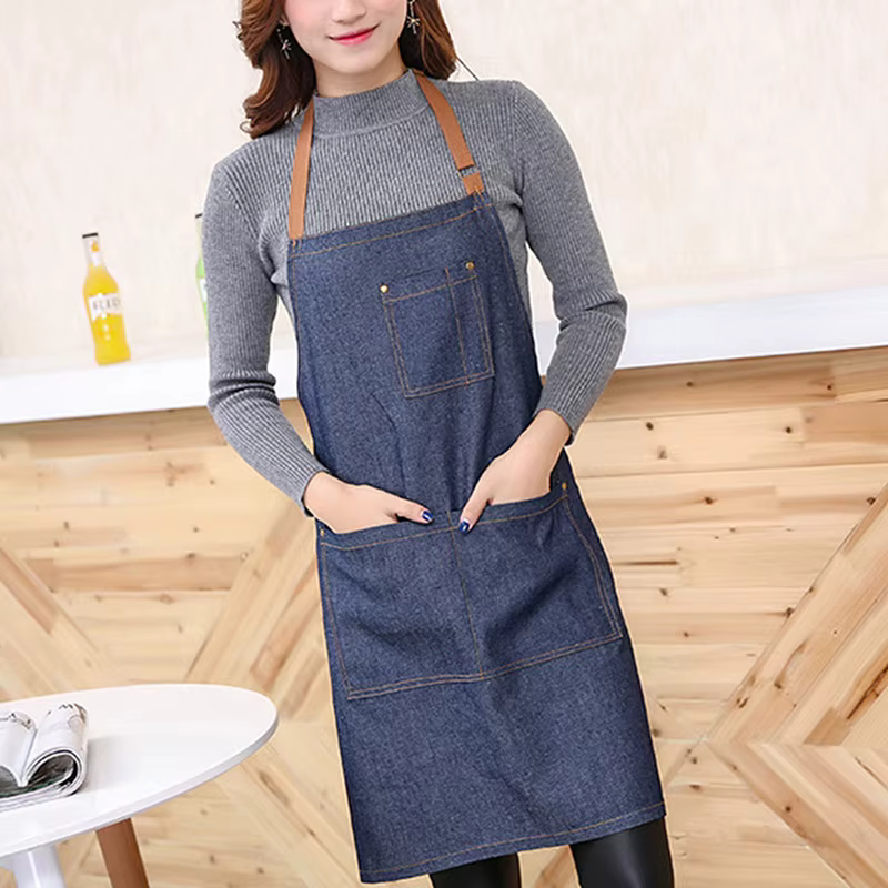 Adultes Denim bleu cuisine cuisine Restaurant travail bavoir tablier robe avec poche