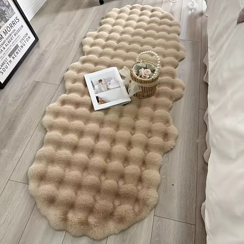Un tapis de chambre à coucher blanc en peluche Un tapis d'intérieur doux et confortable Un tapis de