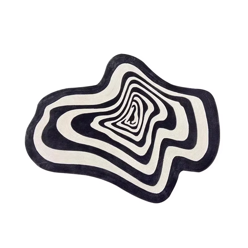Tapis à rayures noires et blanches pour salon, tapis de table basse, tapis de bain, décoration chaud