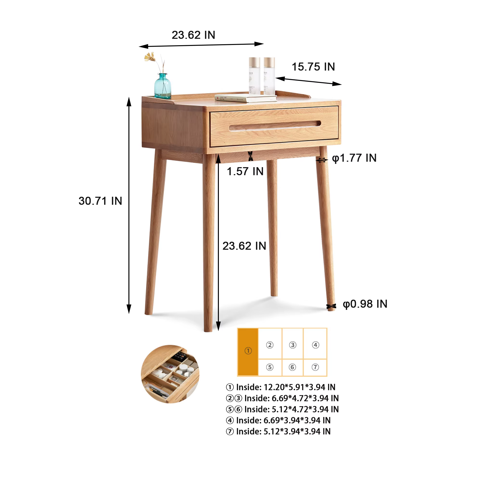 Commode Bistro Table commode 100% table solide table de bureau table commode compacte accessoires de