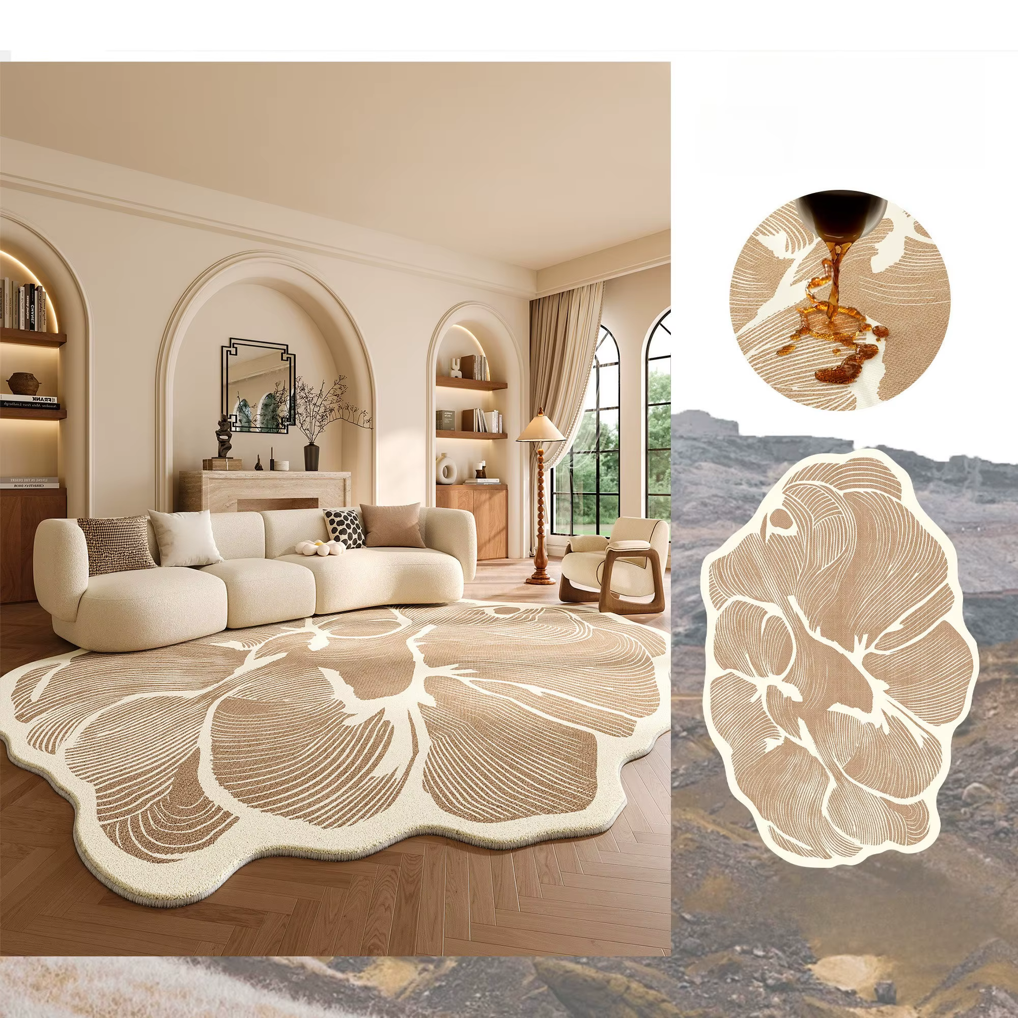 Tapis de style moderne pour chambre à coucher, tapis de forme irrégulière pour salon, tapis moelleux