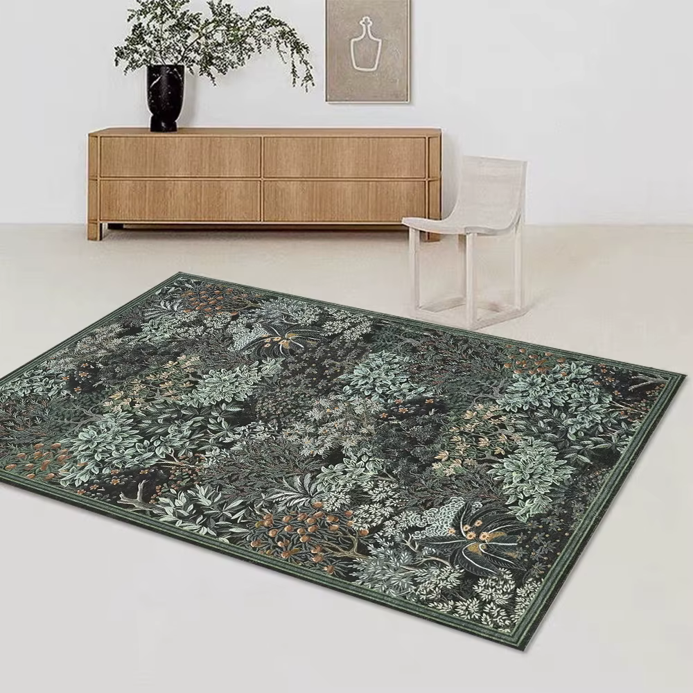 Tapis lavable pour salon, tapis botanique antidérapant résistant aux taches pour ferme, chambre à co