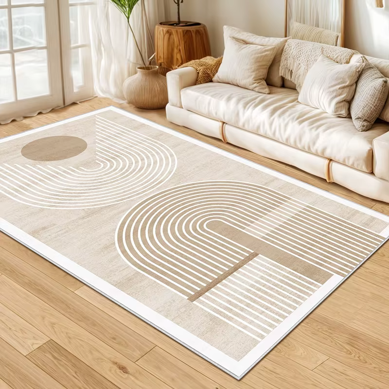 Tapis pour salon, antidérapant, imperméable, confortable, Texture de ligne minimaliste, Long, grande