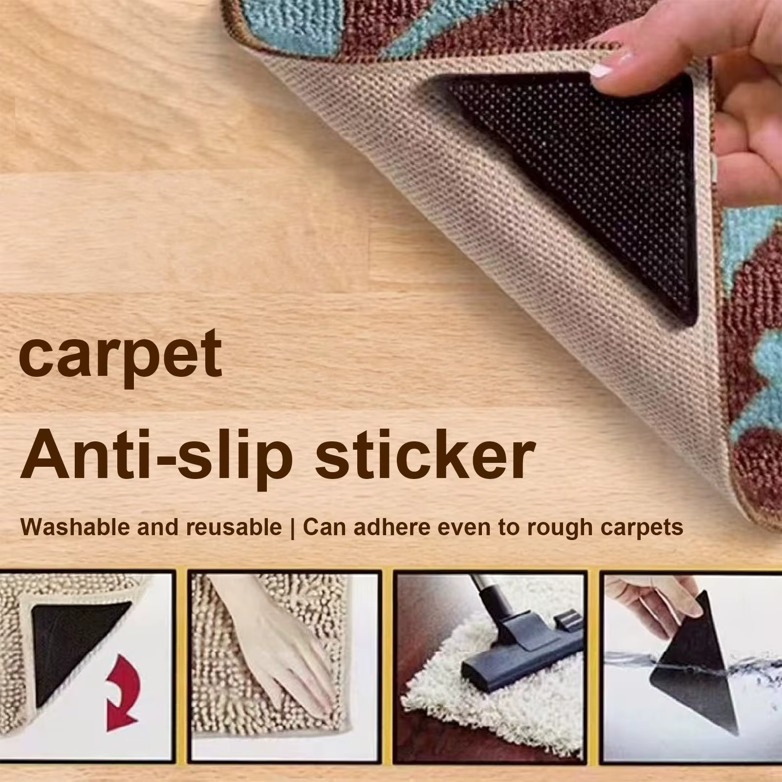 8 coussinets antidérapants pour coins de tapis, pour maintenir vos tapis en place, coussinets antidé