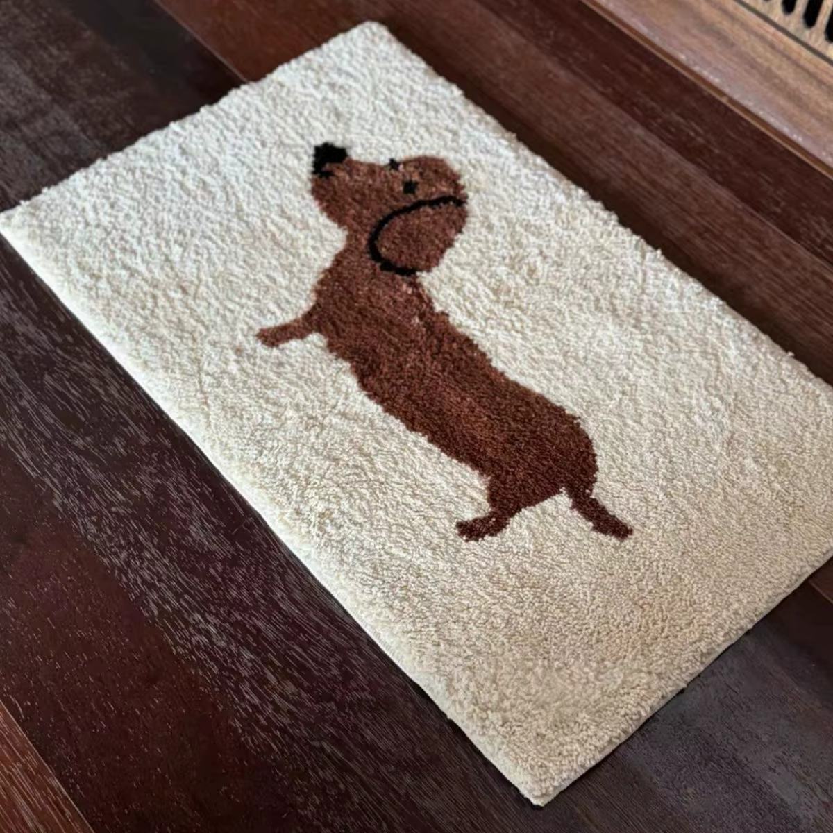 Tapis teckel de dessin animé américain VIKAMA, tapis décoratif doux et confortable pour salon et cha
