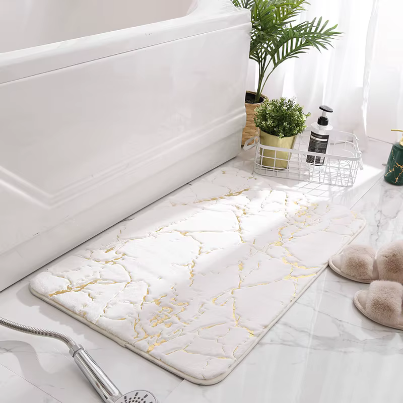 40x60 cm 50x80 cm 60x90 cm 80x120 cm Tapis de bain pour salle de bain Marbre Blanc Or Tapis de bain