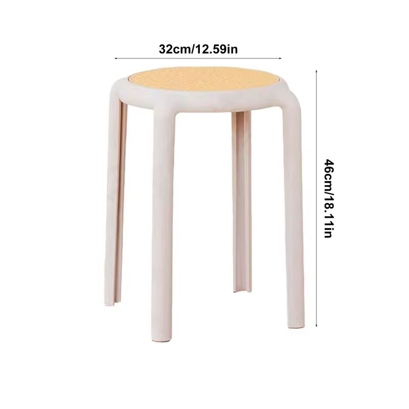 Tabouret Empilable Rond de 46cm avec Dos aux, pour Bar, Salle à Manger, PP, pour Irritation, Restaur