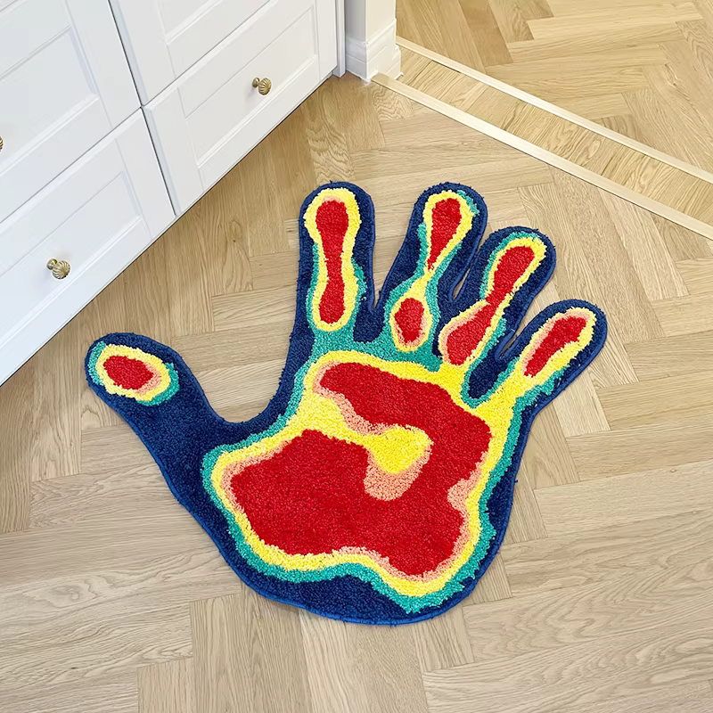 Tapis Tufté en Forme de Palmier Fait à la Main, Peluche Douce, Plusieurs Documents, Décoration de Ma