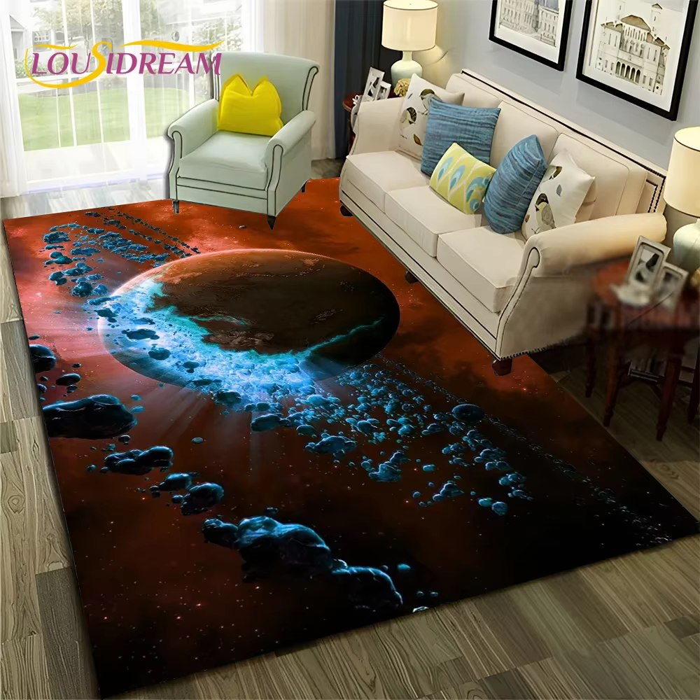 Tapis de sol antidérapant avec espace de l'univers 3D, galaxie planète étoile, pour la maison, le sa