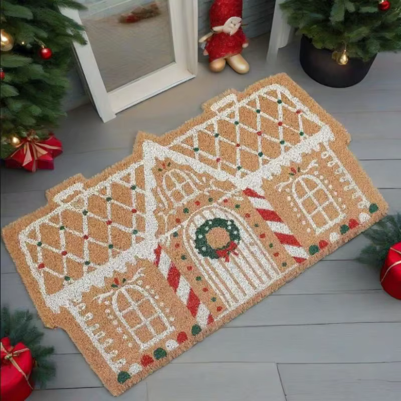 Paillasson de noël Imitation cachemire, tapis de sol pour porte d'entrée, antidérapant, décorations 